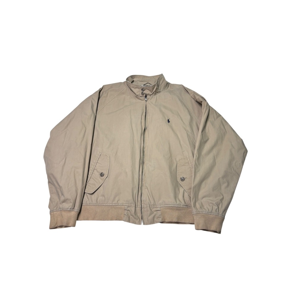 Polo Ralph Lauren Harrington Jacket Tan Khaki Plaid Lined Mens XL Full Zip